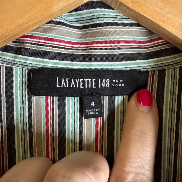 Lafayette 148 New York SZ 4 Striped Button Down Shirt - Multicolor - Picture 4 of 8
